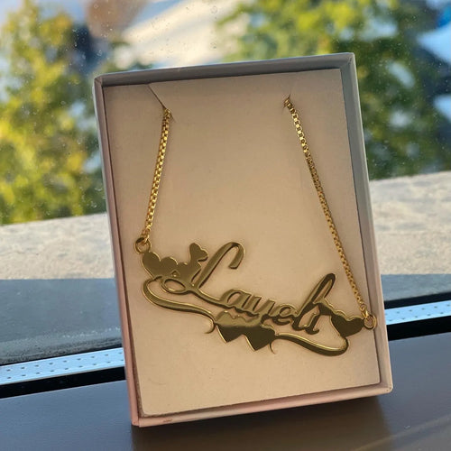 DOREMI Stainless Steel Handmade Custom Name Personalized Name Necklaces for Women Jewelry Gold Filled Heart Statement Choker