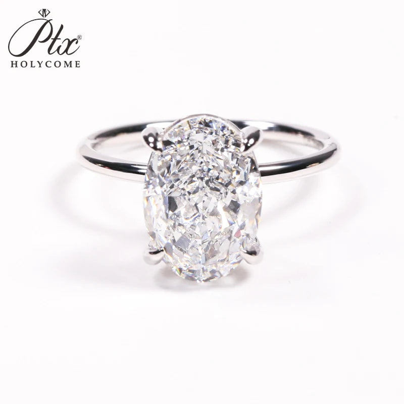 Moissanite Ring 1-3CT Crushed Ice Oval S92518K 14K 10K Yellow Gold  for Women D VVS1 Solitaire Ring for Engagement Party Wedding